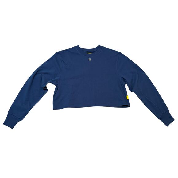 NWOT Yellow Label Co Crop Length Crewneck Cotton Sweatshirt Blue - Size XS - Picture 1 of 8